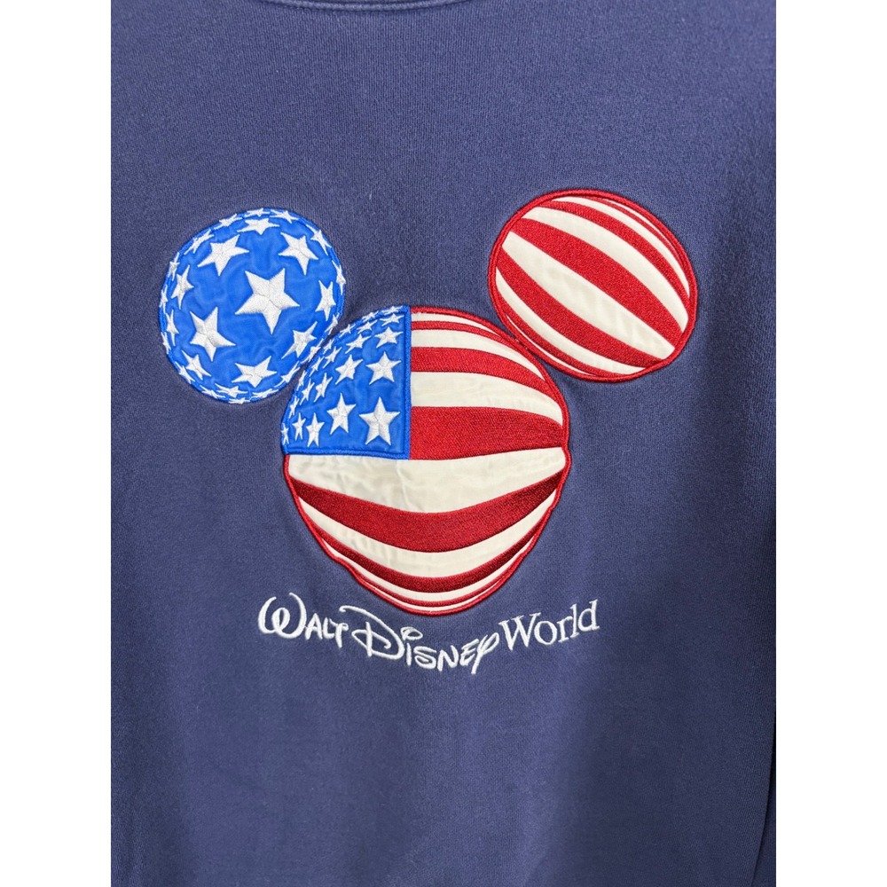Vintage Walt Disney World Mickey Sweatshirt American Flag Women L 4th of July - Picture 3 of 9